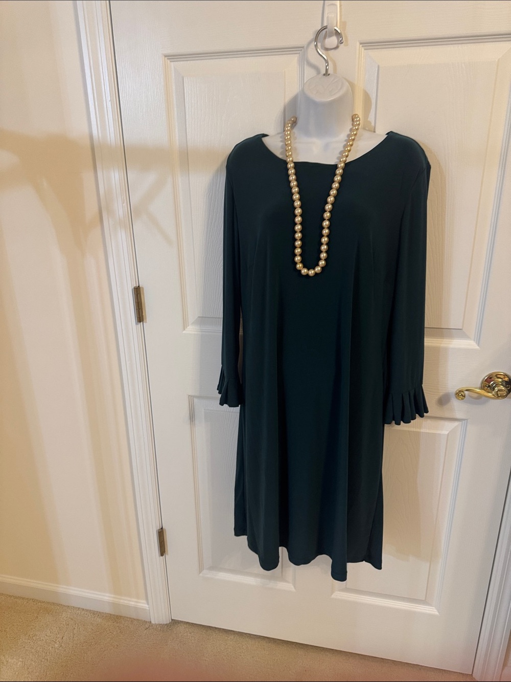 Tommy Hilfiger Dark Teal Long-Sleeve Midi Shift Dress